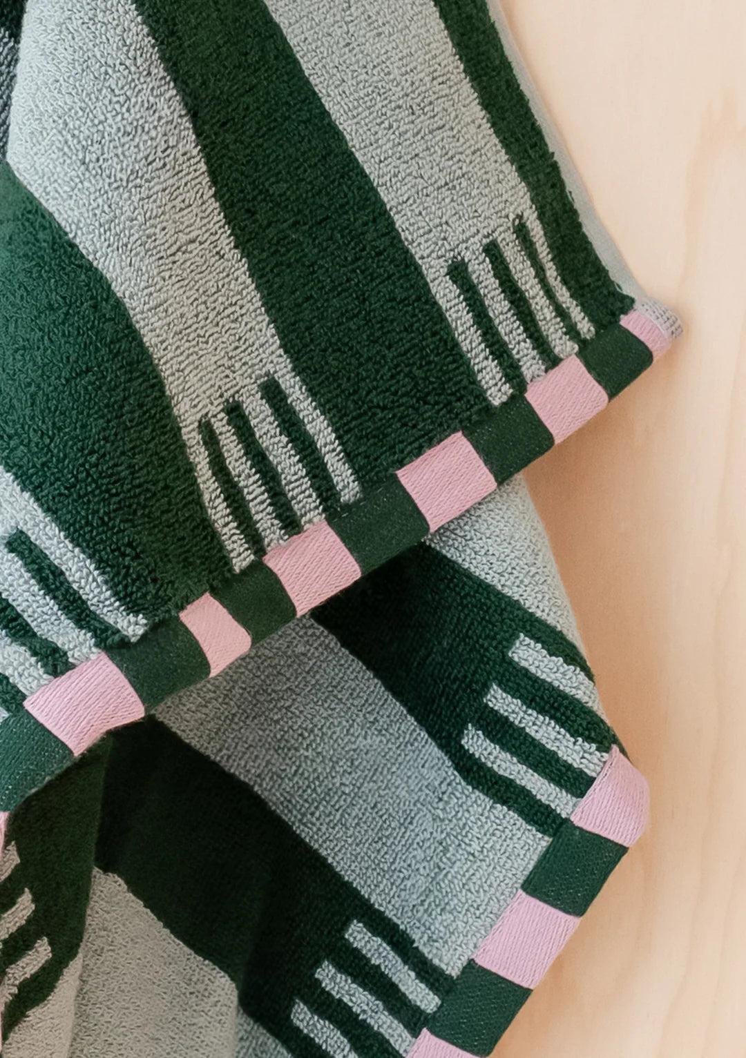 Terry Cotton Towel in Green Stripe - THE BRISTOL ARTISAN