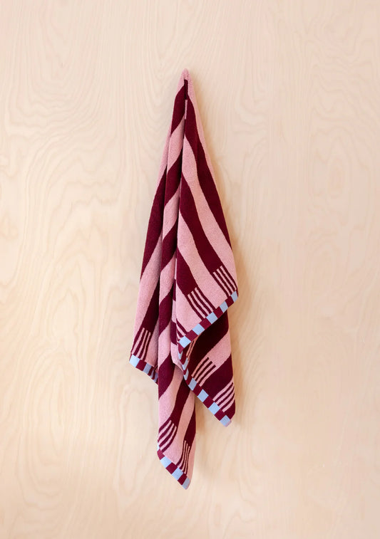 Terry Cotton Towels in Pink Stripe - THE BRISTOL ARTISAN
