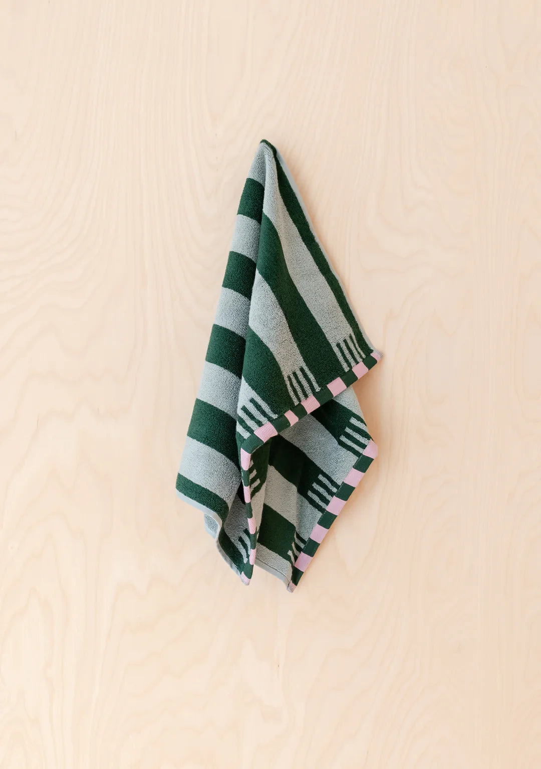 Terry Cotton Towel in Green Stripe - THE BRISTOL ARTISAN