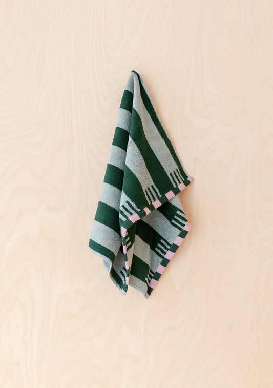 Terry Cotton Towel in Green Stripe - THE BRISTOL ARTISAN
