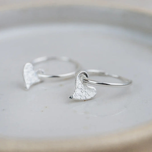 Sterling Silver Heart Hoops - THE BRISTOL ARTISAN