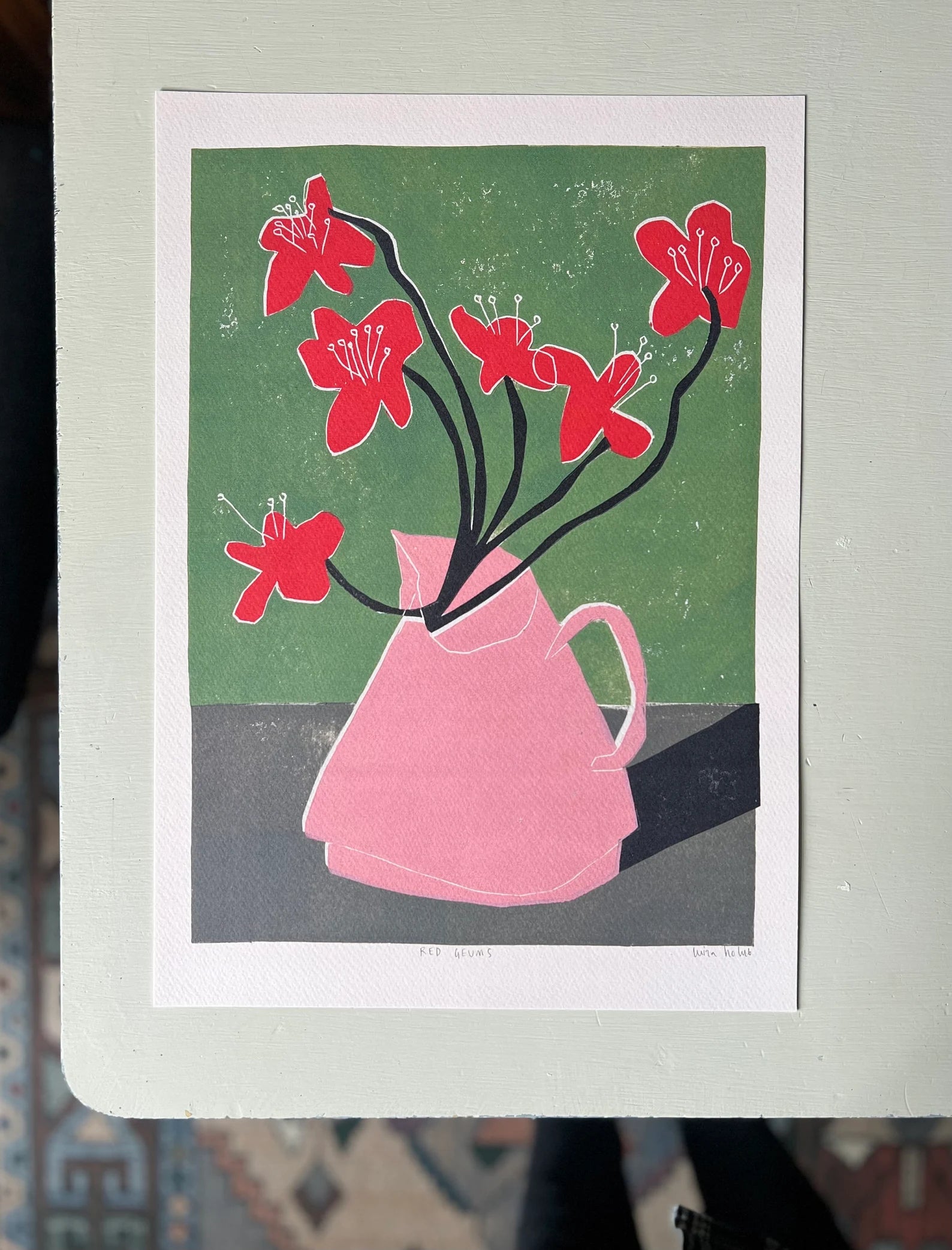 Red Geums A3 Print - THE BRISTOL ARTISAN