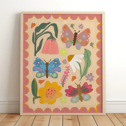 Flowers and Butterflies A3 Print - THE BRISTOL ARTISAN