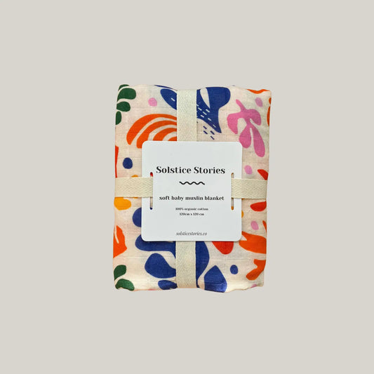 Large Organic Cotton Muslin Blanket - Matisse - THE BRISTOL ARTISAN
