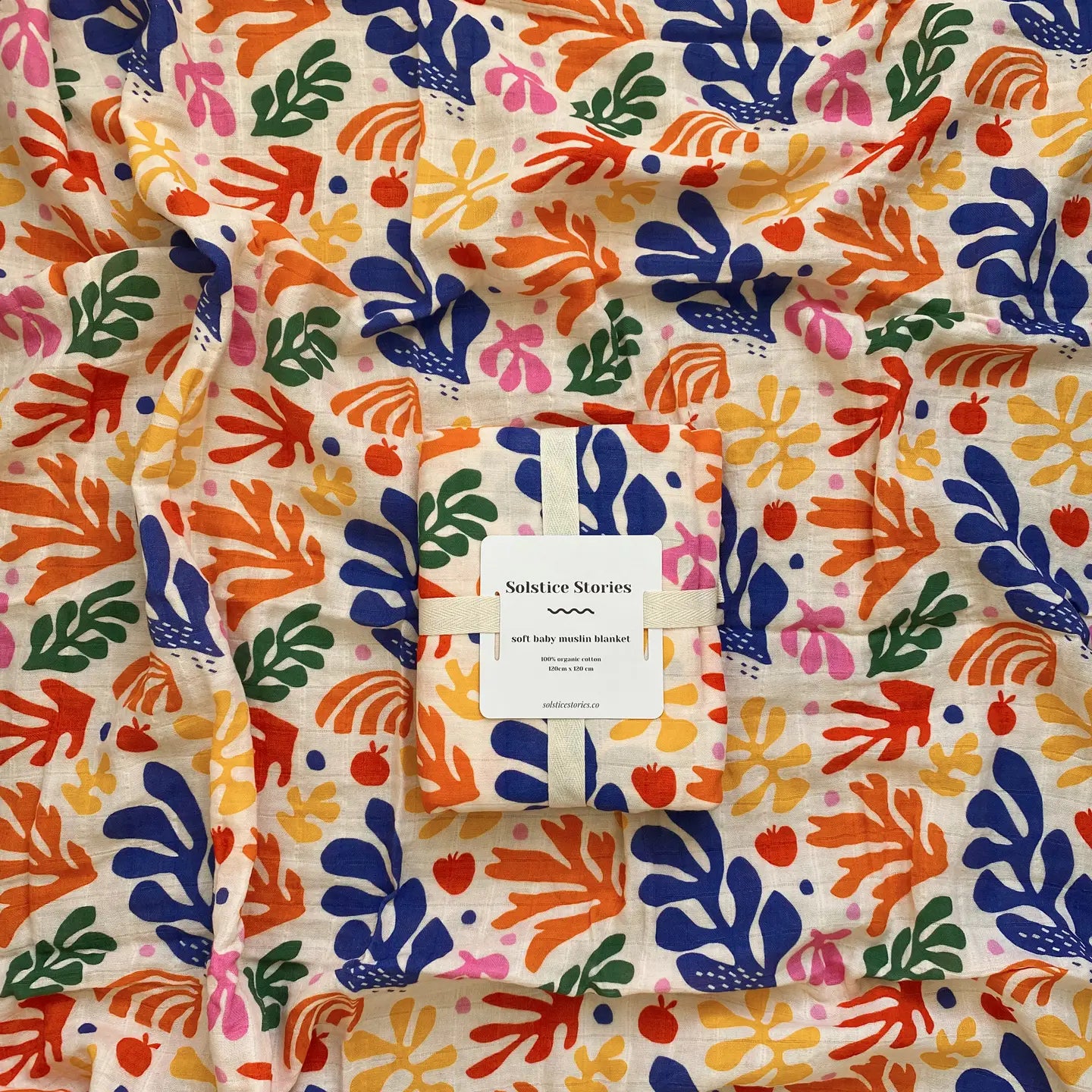Large Organic Cotton Muslin Blanket - Matisse - THE BRISTOL ARTISAN