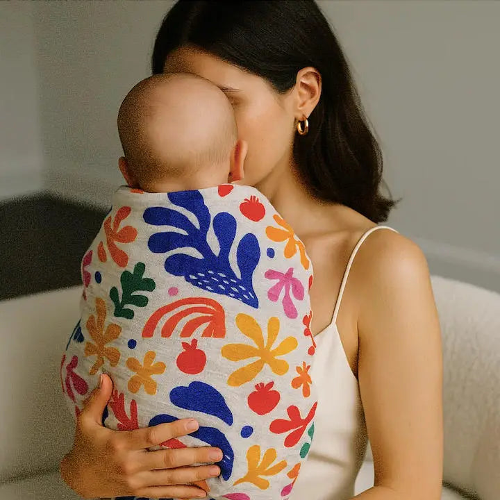 Large Organic Cotton Muslin Blanket - Matisse - THE BRISTOL ARTISAN