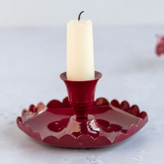 Scalloped Metal Candle Holder - Berry - THE BRISTOL ARTISAN