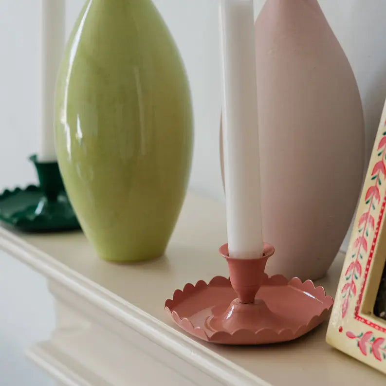 Scalloped Metal Candle Holder - Blush - THE BRISTOL ARTISAN