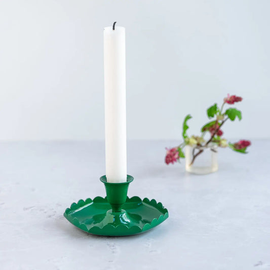 Scalloped Metal Candle Holder - Emerald - THE BRISTOL ARTISAN