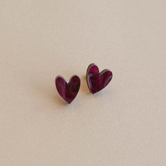 I Heart You Stud Earrings - Merlot - THE BRISTOL ARTISAN