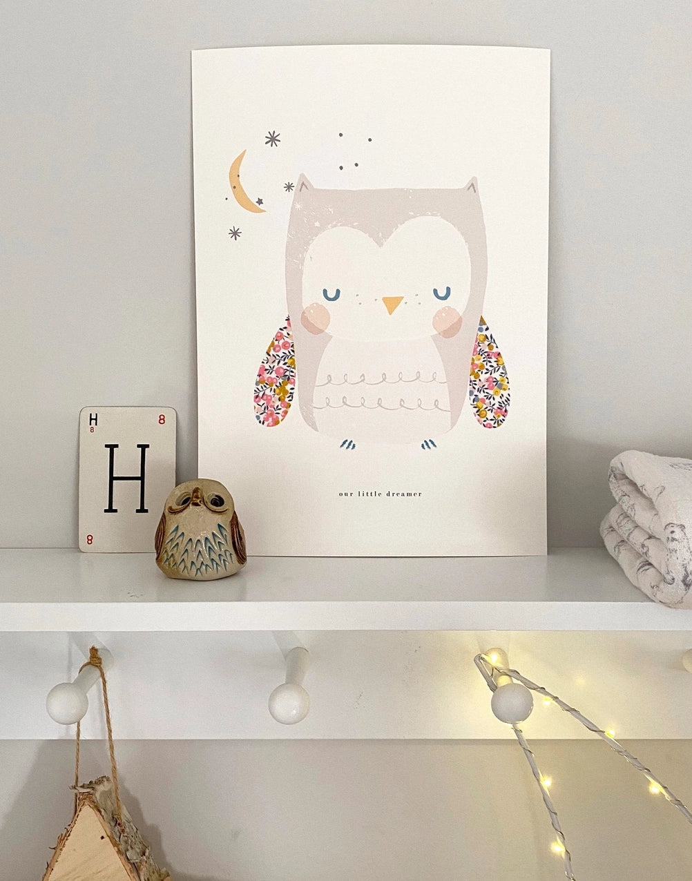 Owl Nursery Art A3 - Made with Liberty Fabric - THE BRISTOL ARTISAN