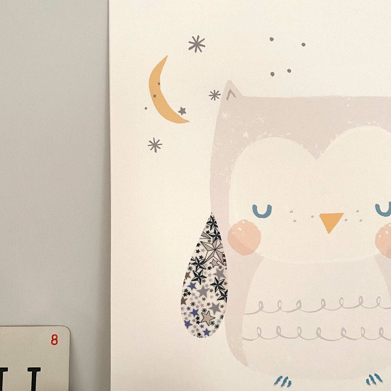 Owl Nursery Art A3 - Made with Liberty Fabric - THE BRISTOL ARTISAN