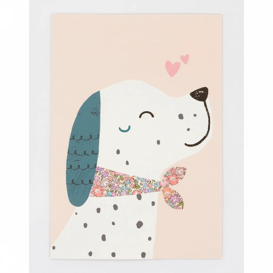 Puppy Dog Nursery Art A3 - Made with Liberty Fabric - THE BRISTOL ARTISAN