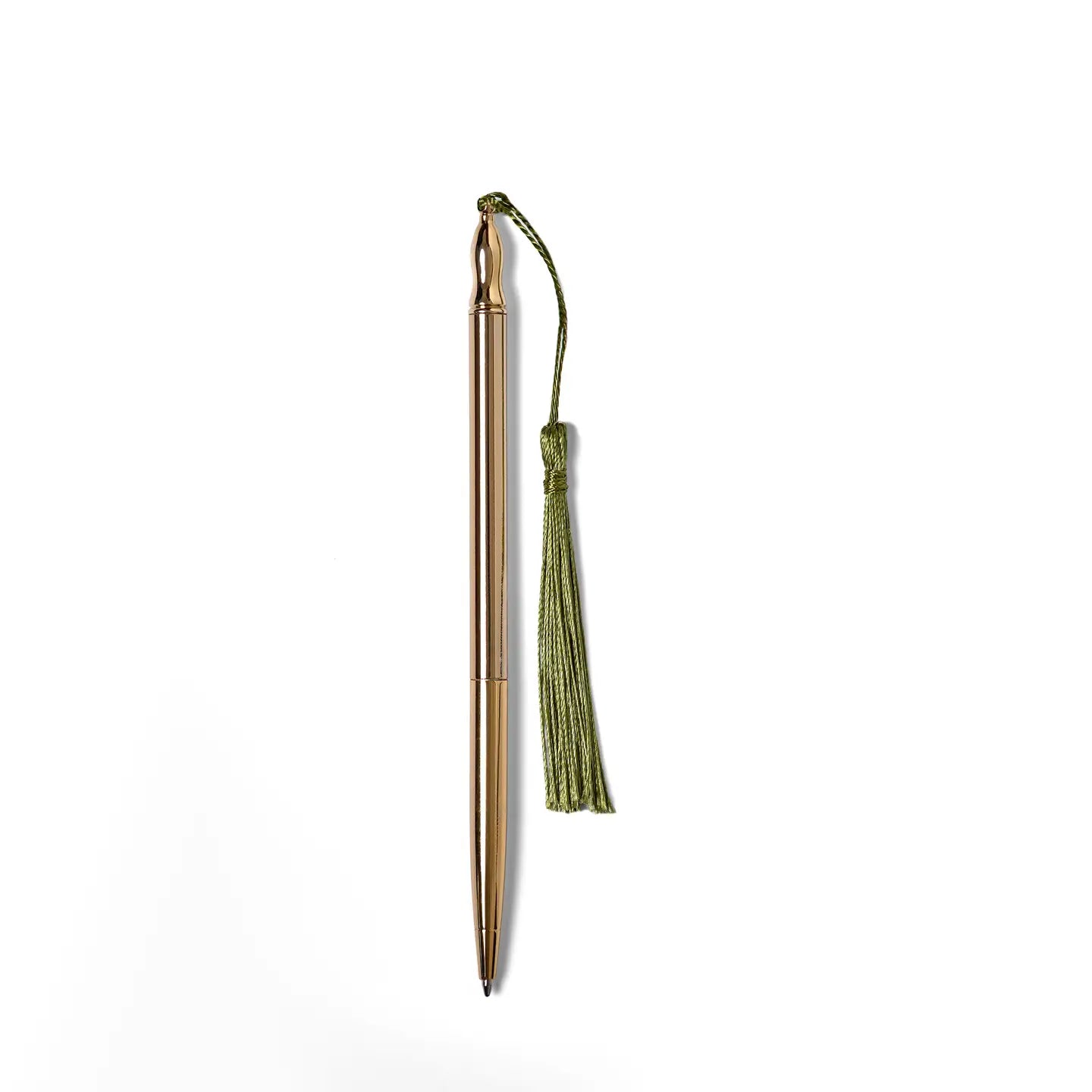 24k Gold Plated Ballpoint Pen - Green Tassel - THE BRISTOL ARTISAN