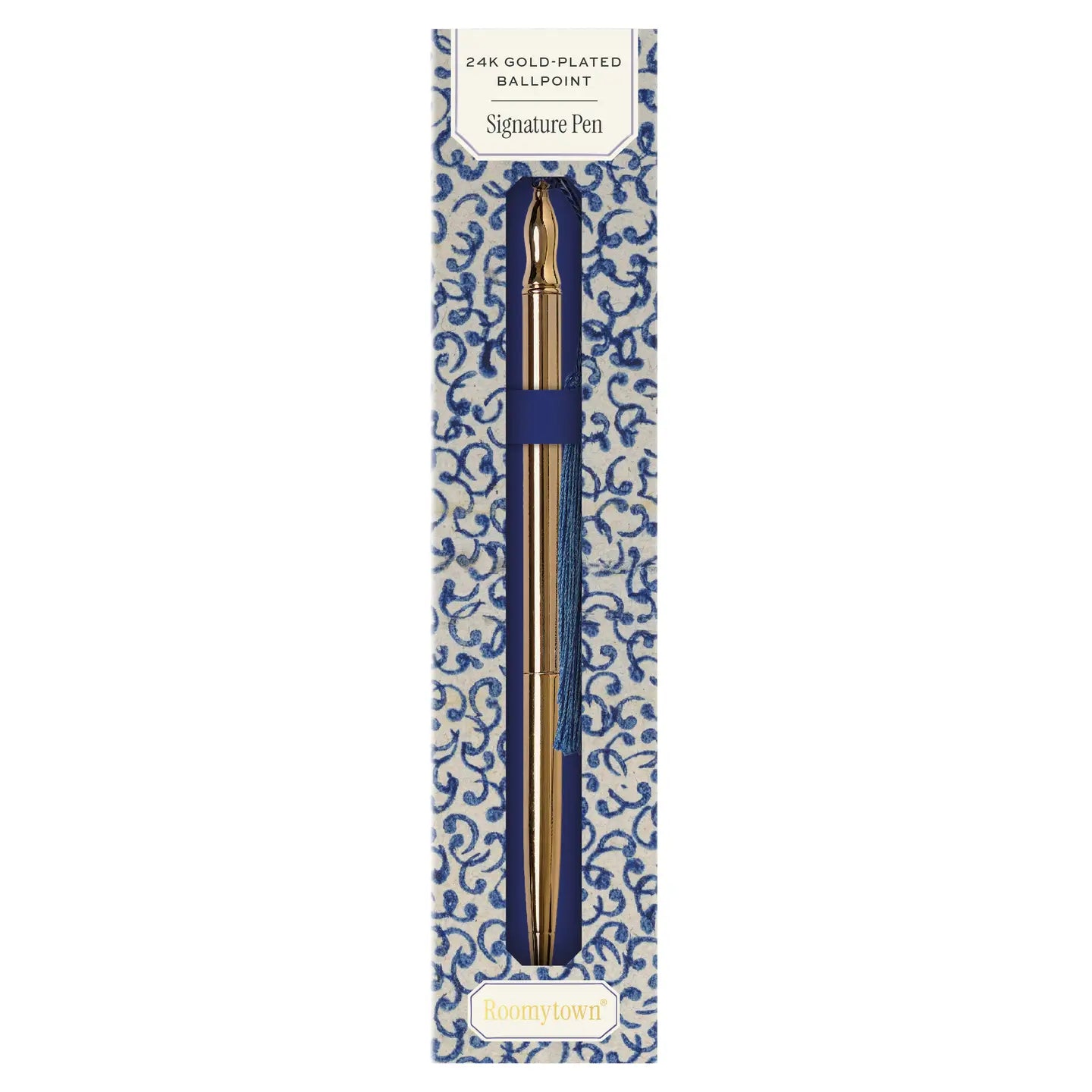 24k Gold Plated Ballpoint Pen - Blue Tassel - THE BRISTOL ARTISAN