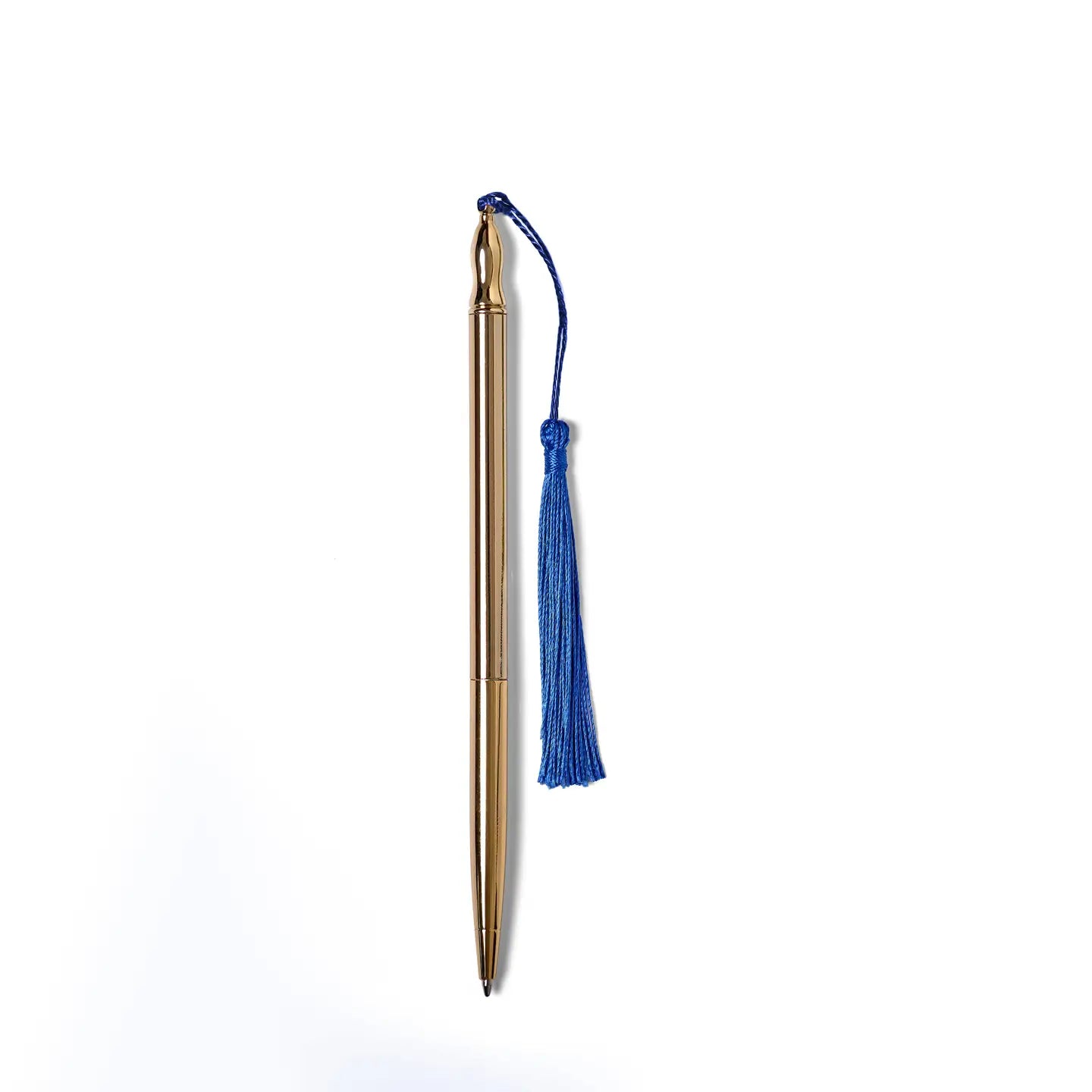 24k Gold Plated Ballpoint Pen - Blue Tassel - THE BRISTOL ARTISAN