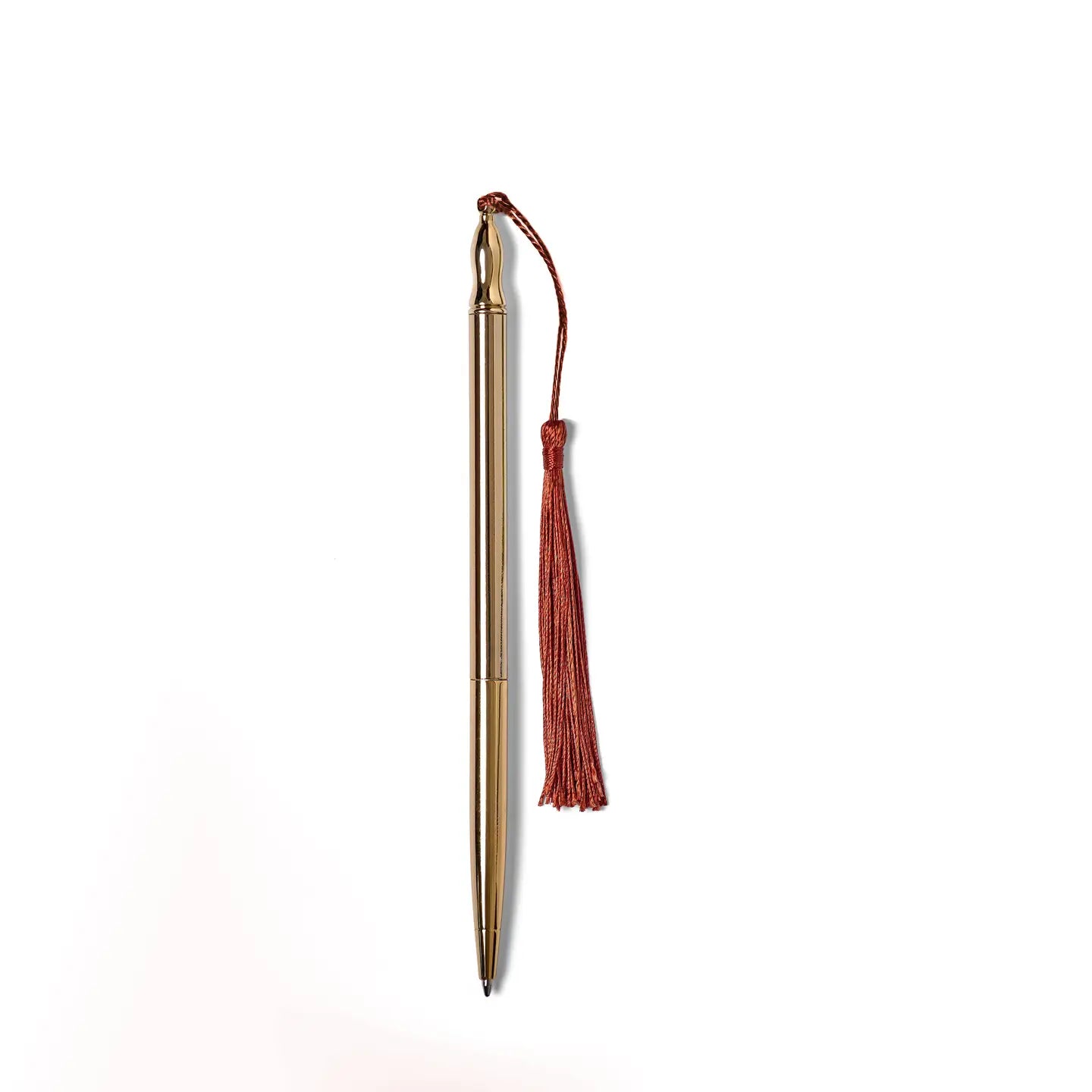 24k Gold Plated Ballpoint Pen - Rust Tassel - THE BRISTOL ARTISAN