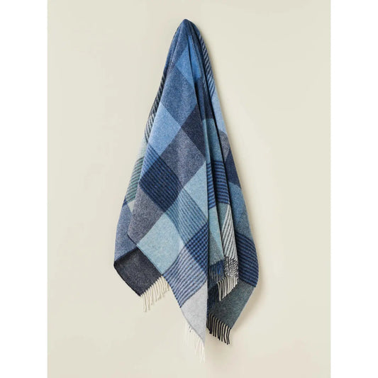 Lindsey Pure Wool Throw - Blue - THE BRISTOL ARTISAN