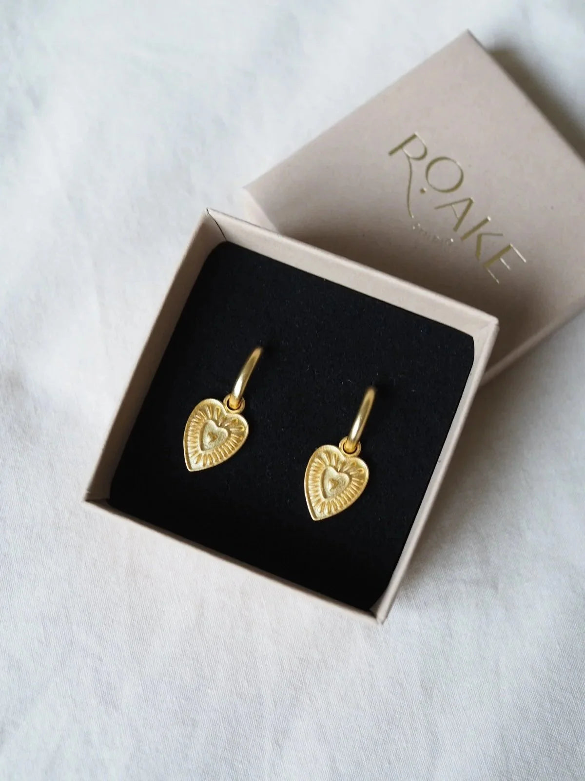 Love Heart Gold Charm Earrings - THE BRISTOL ARTISAN