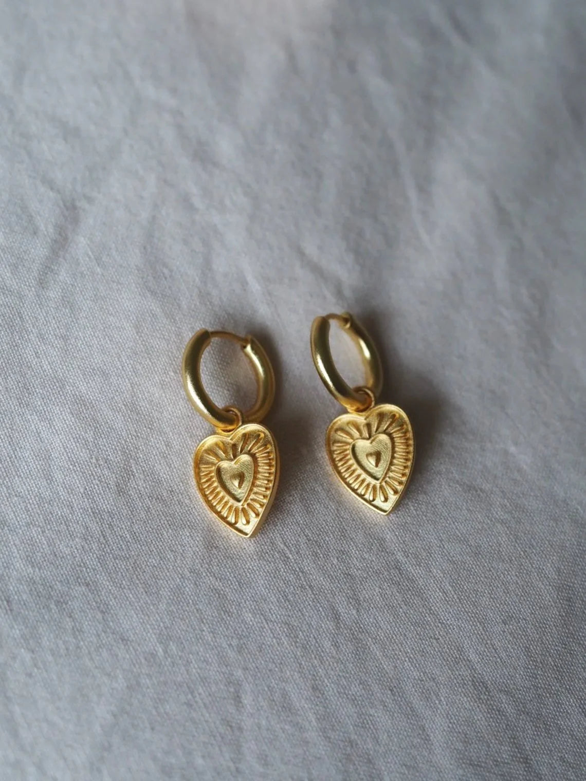 Love Heart Gold Charm Earrings - THE BRISTOL ARTISAN