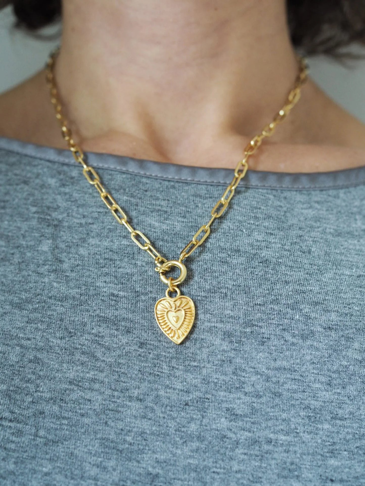 Love Heart Gold Charm Necklace - THE BRISTOL ARTISAN