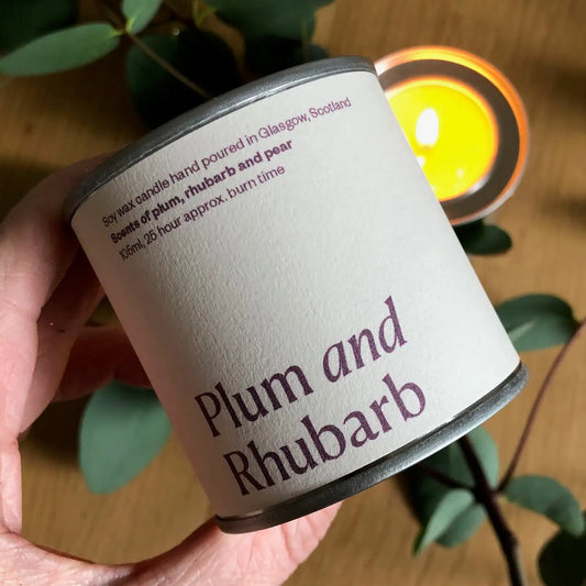 Plum and Rhubarb Soy Wax Candle Tin - THE BRISTOL ARTISAN