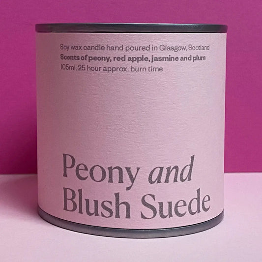 Valentine’s Day Edition - small Peony and Blush Suede Soy Wax Candle Tin - THE BRISTOL ARTISAN