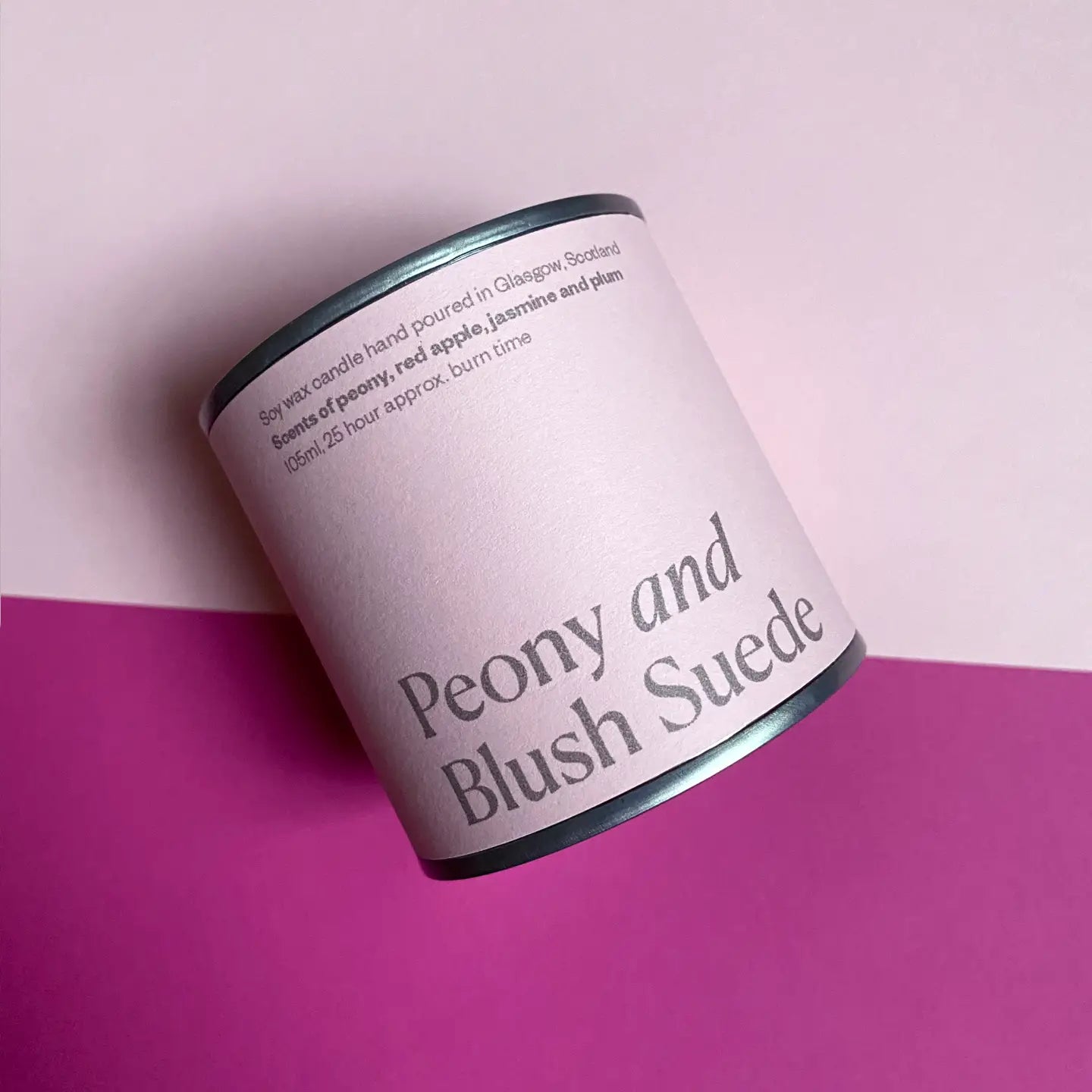 Valentine’s Day Edition - Large Peony and Blush Suede Soy Wax Candle Tin - THE BRISTOL ARTISAN