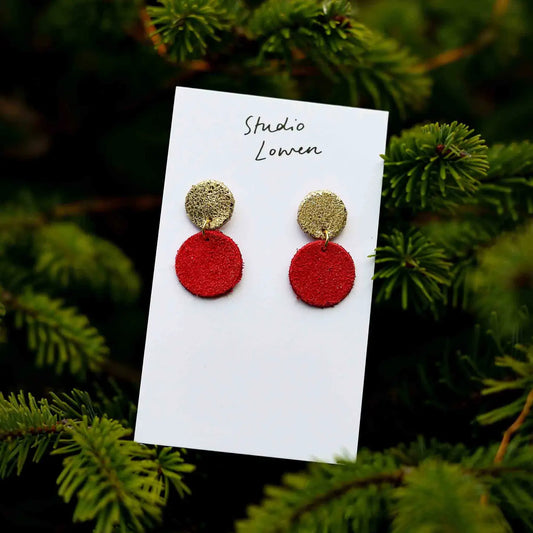 Hollie Leather Earrings - Crimson Suede - THE BRISTOL ARTISAN