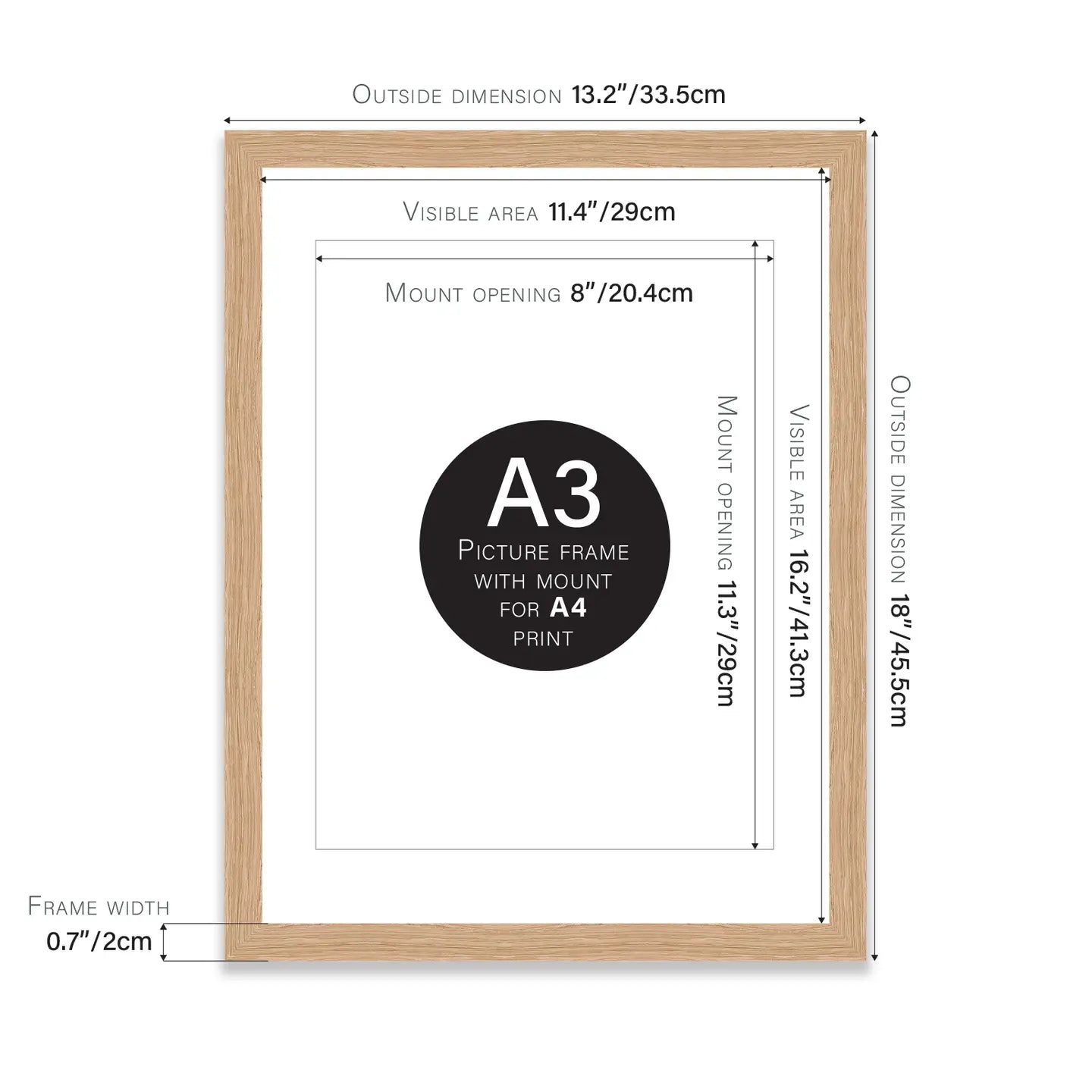 A3 Picture Frame - Oak Effect - THE BRISTOL ARTISAN