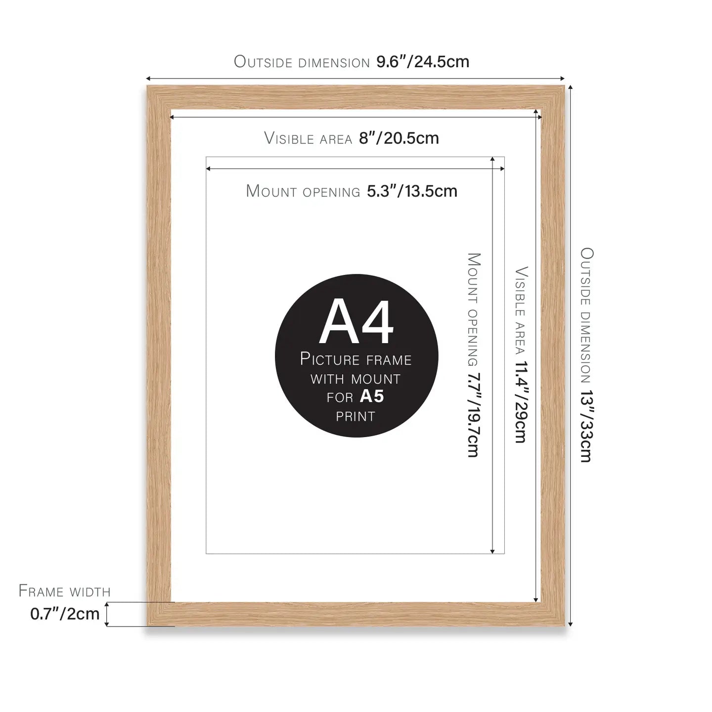 A4 Picture Frame - Oak Effect - THE BRISTOL ARTISAN