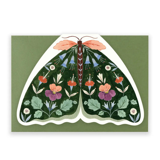 Floral Moth Shaped Card - Forest Green - THE BRISTOL ARTISAN