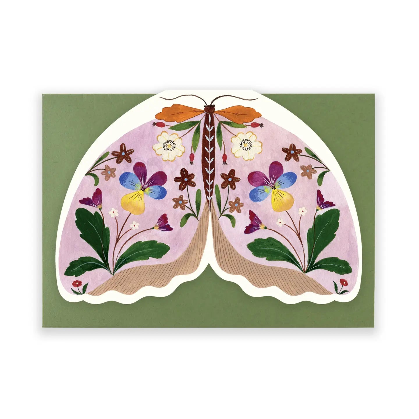 Floral Moth Shaped Card - Pale Magenta - THE BRISTOL ARTISAN