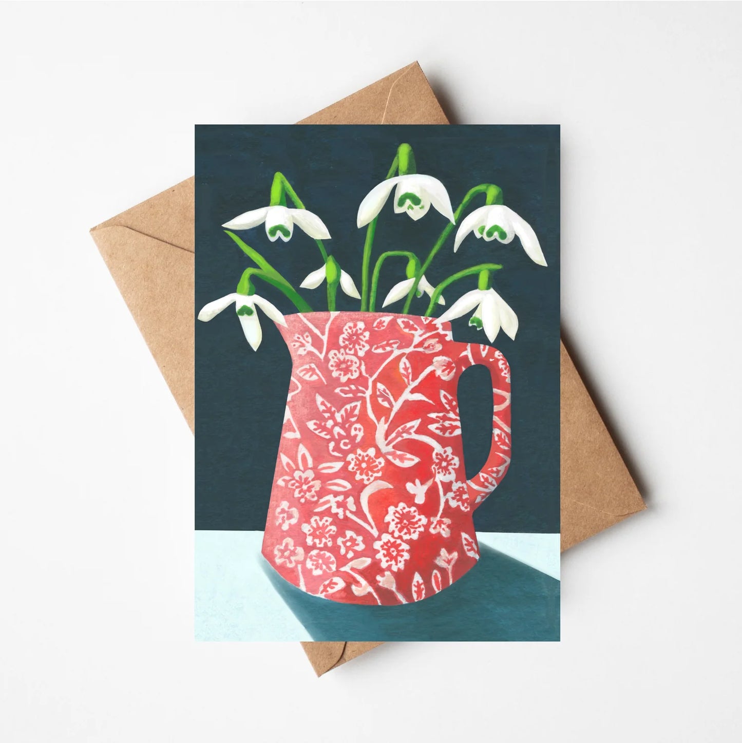 Snowdrops in Red Jug Card - THE BRISTOL ARTISAN