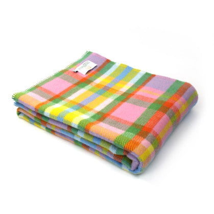 Rainbow Check Blanket Stitch Throw - THE BRISTOL ARTISAN