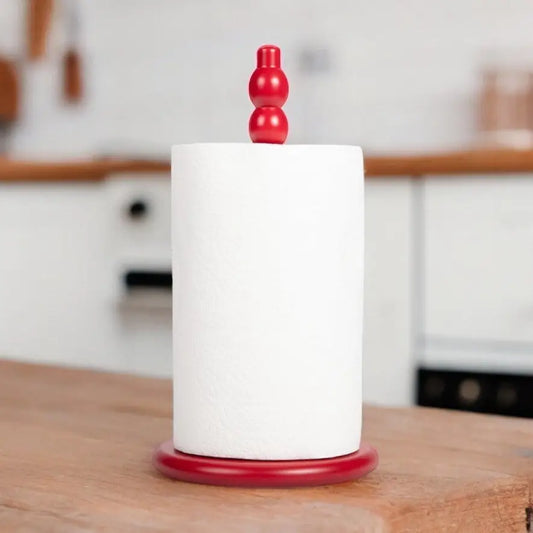 Wooden Kitchen Roll Holder - Chilli Red