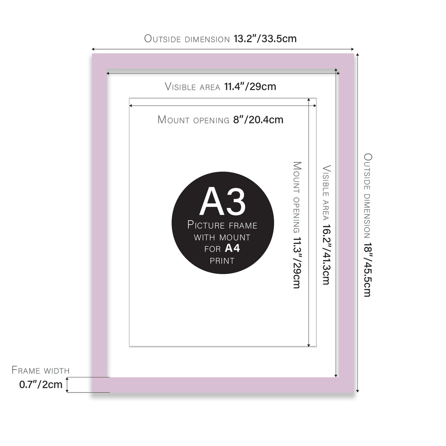 A3 Picture Frame - Light Pink