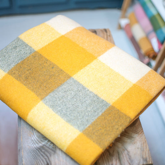 Recycled Wool Blanket in Golden Stripe - THE BRISTOL ARTISAN