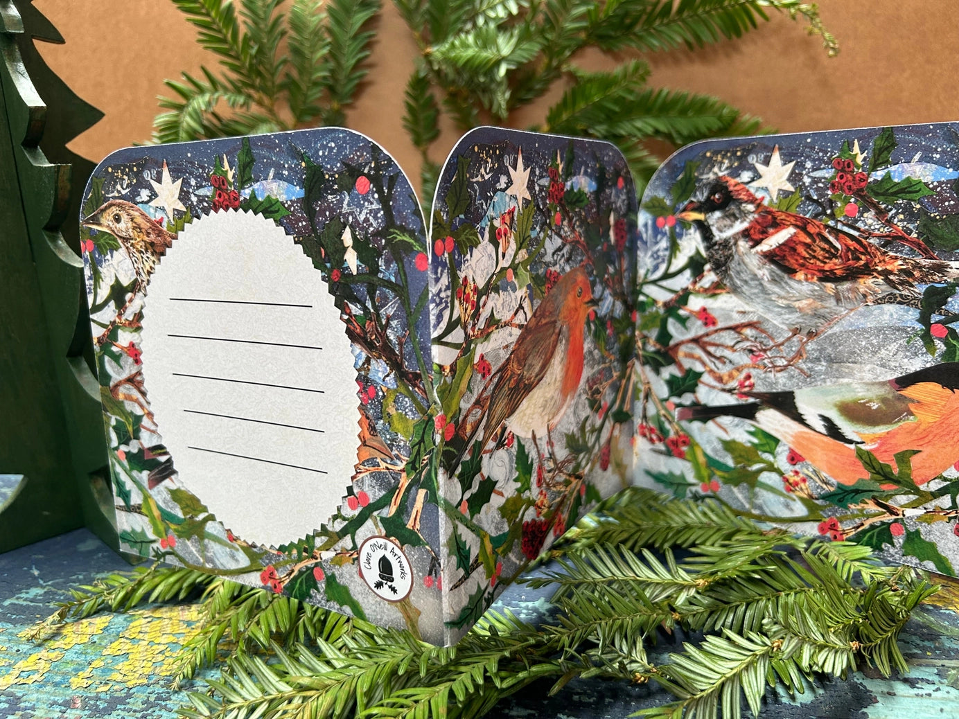 Winter Birds Fold Out Concertina Greeting Card