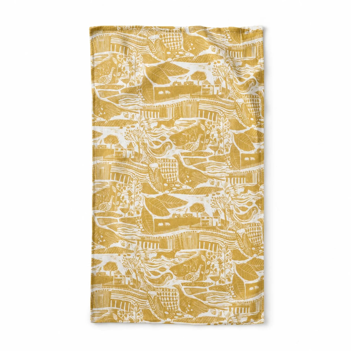 Through the Fields Ochre Tea Towel