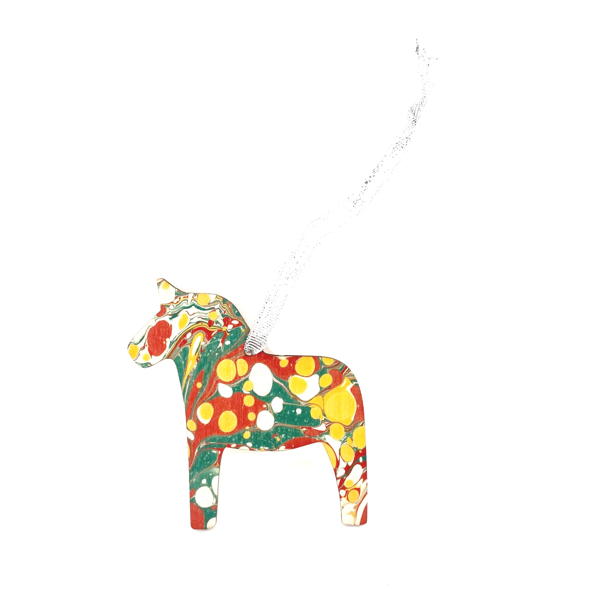 Dala Horse Marbled Wooden Charm - The Bristol Artisan Handmade Sustainable Gifts and Homewares.