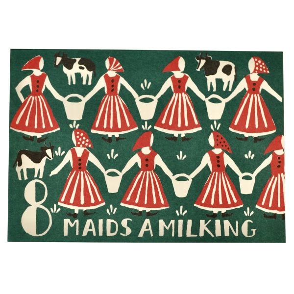 Pack of Ten Christmas Cards - Eight Maids A-Milking