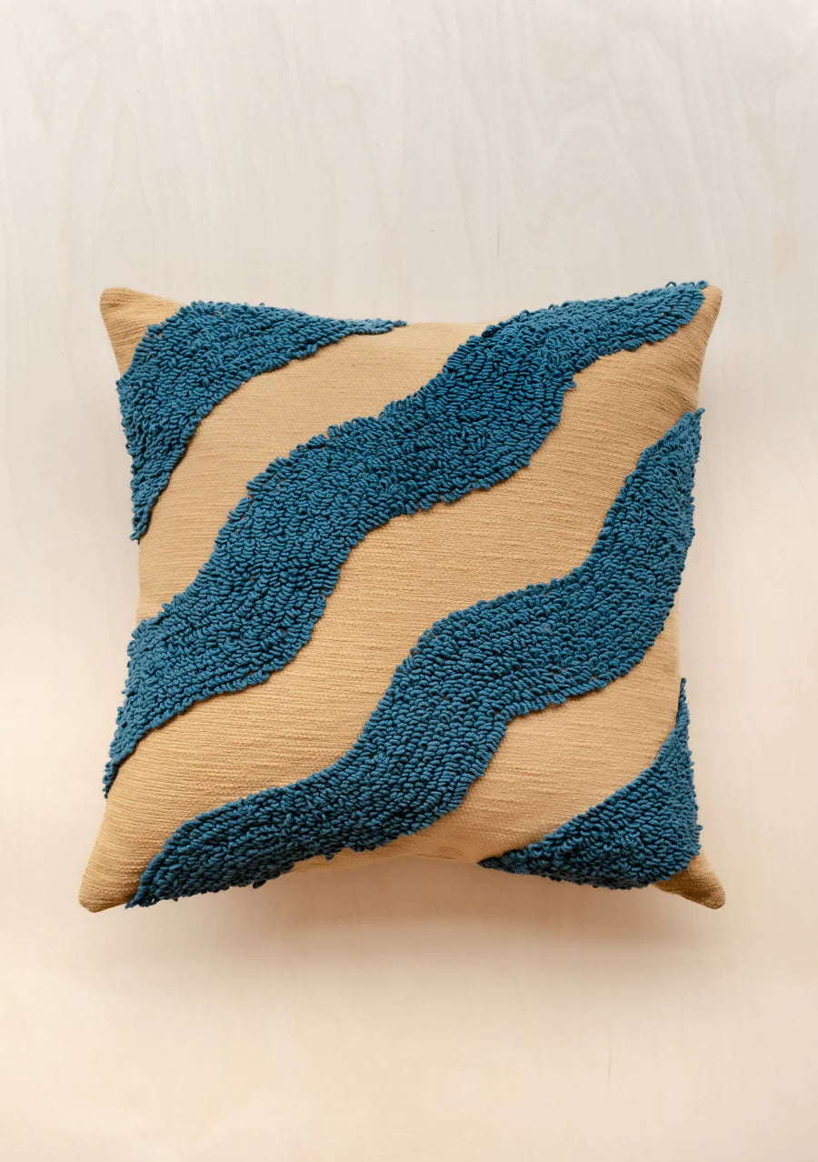 Textured Blue Wave Cushion Cover (pad included) - THE BRISTOL ARTISAN