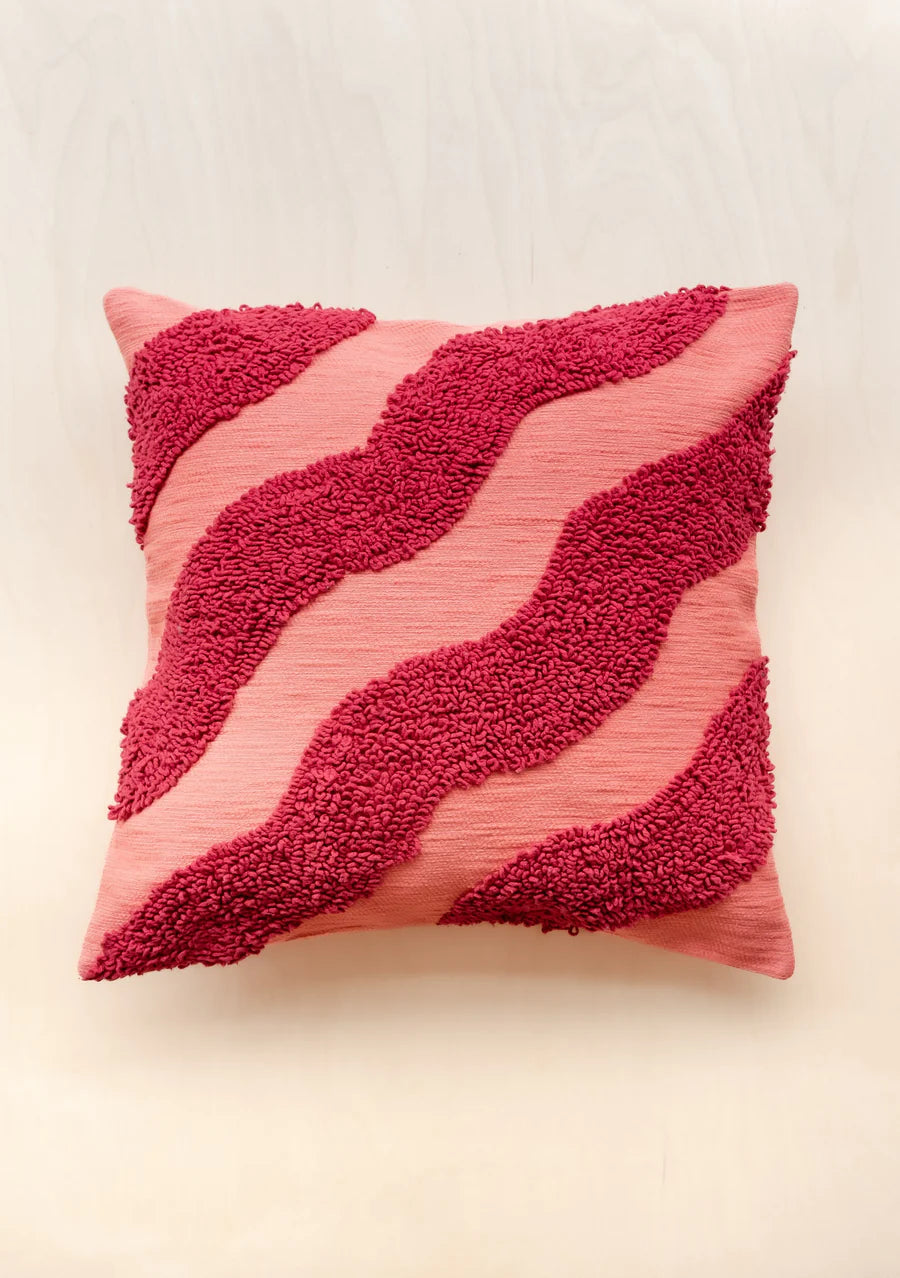 Textured Magenta Wave Cushion Cover (pad included) - THE BRISTOL ARTISAN