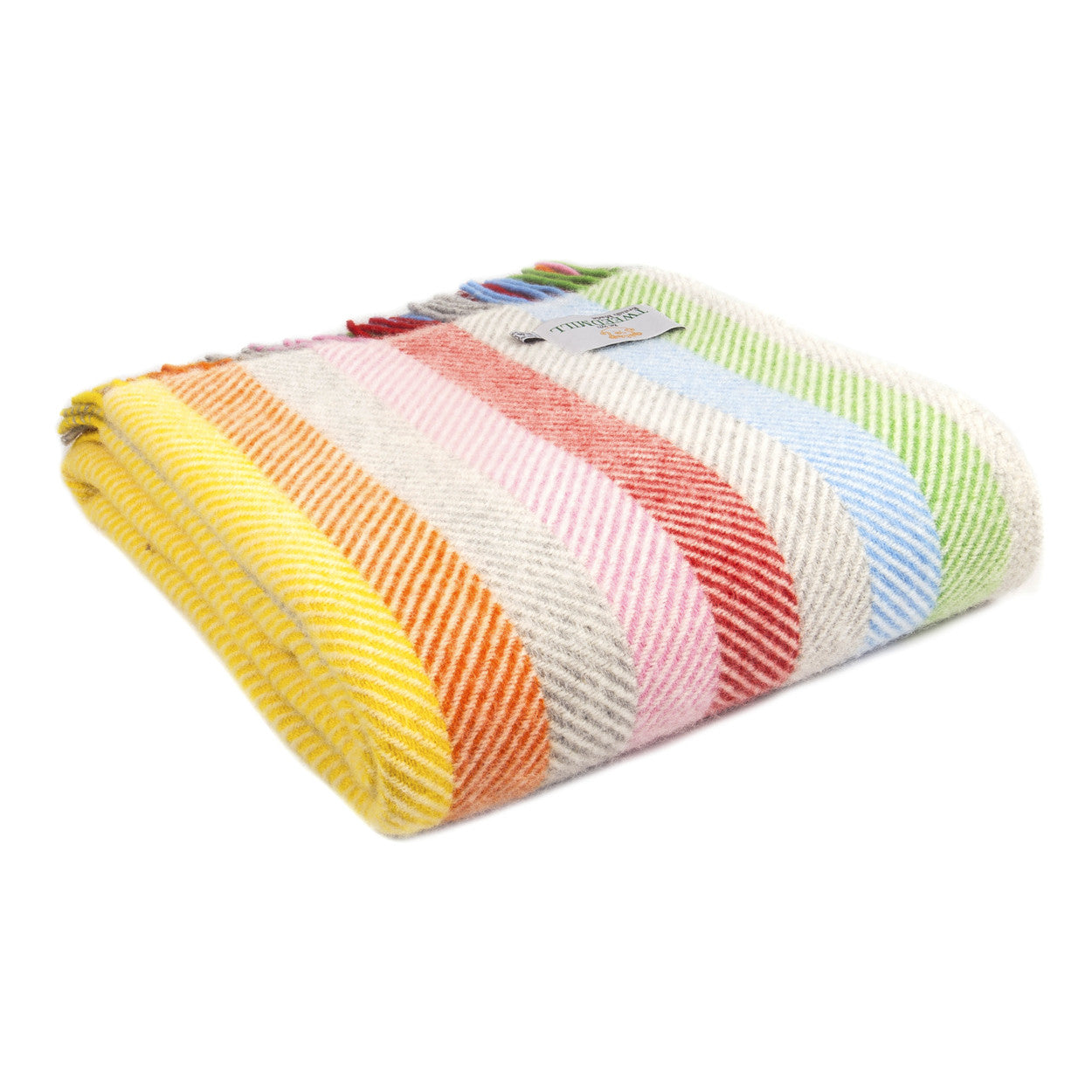 Herringbone Rainbow Stripe Wool Blanket - THE BRISTOL ARTISAN
