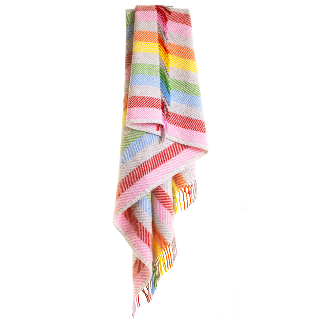 Herringbone Rainbow Stripe Wool Blanket - THE BRISTOL ARTISAN