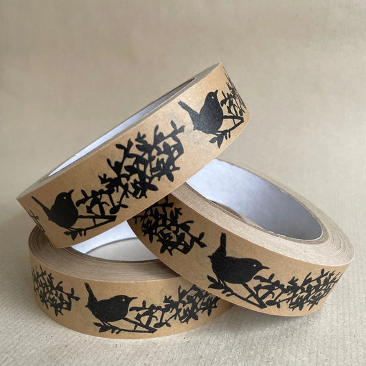 Kraft Paper Tape - Wren with Hedgerow - THE BRISTOL ARTISAN