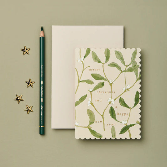 Mistletoe ‘ Merry Christmas’ Card - THE BRISTOL ARTISAN
