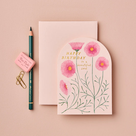 Pink Cosmos 'Happy Birthday' Card - THE BRISTOL ARTISAN