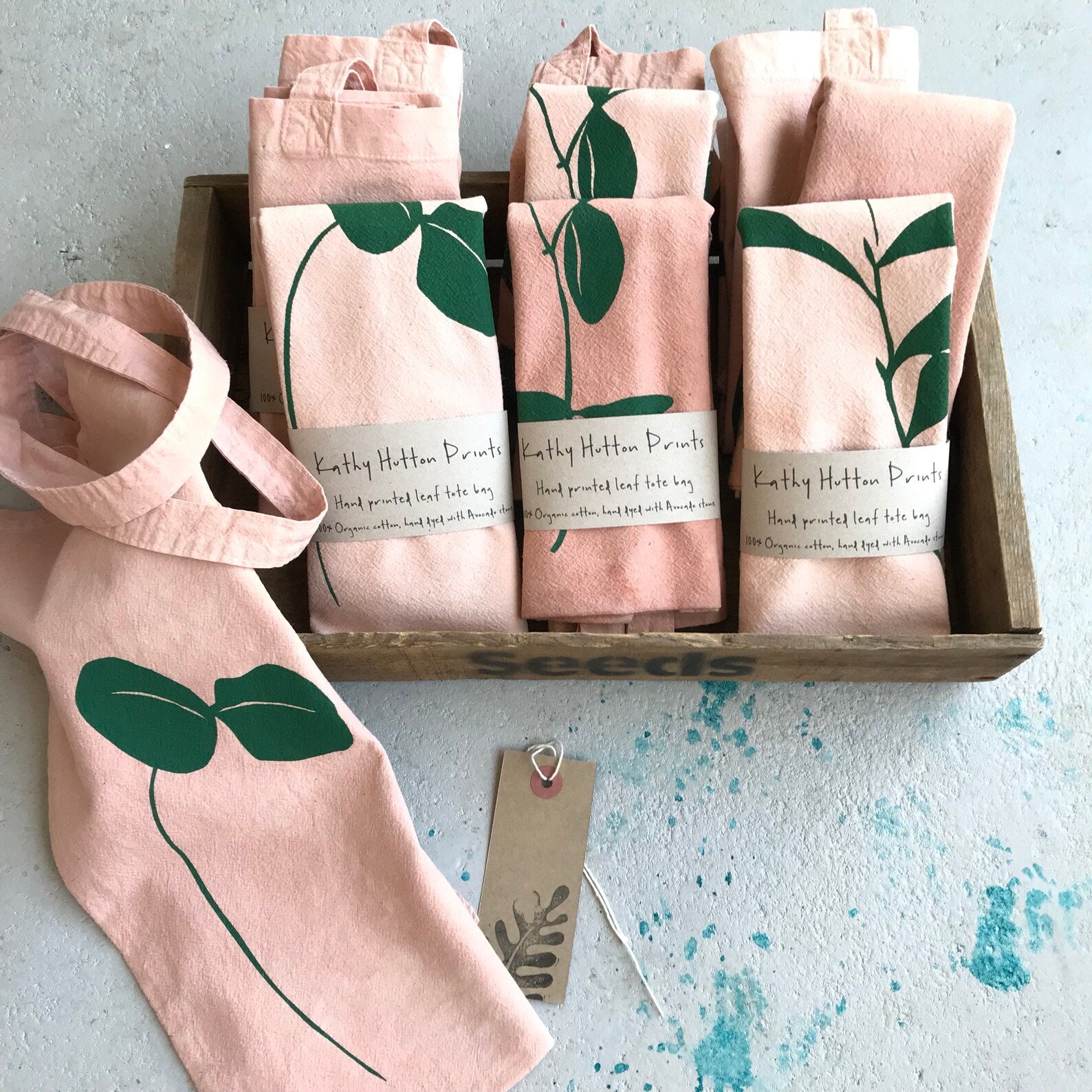Pink Leaf Organic Cotton Tote Bag - THE BRISTOL ARTISAN